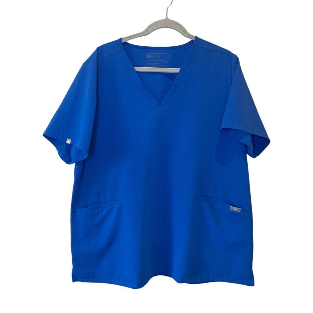 Figs Women's Casma Three-Pocket Scrub Top Size XXL Blue
